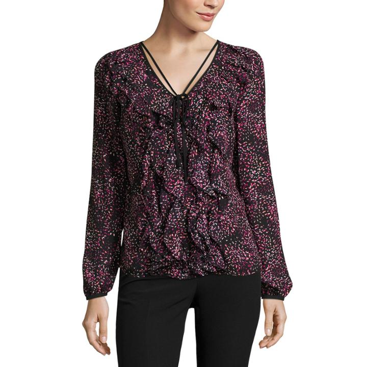 Worthington Cascade Ruffle Front Blouse