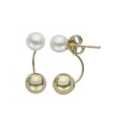 Cultured Freshwater Pearl And 14k Yellow Gold Ball Front-to-back Earrings