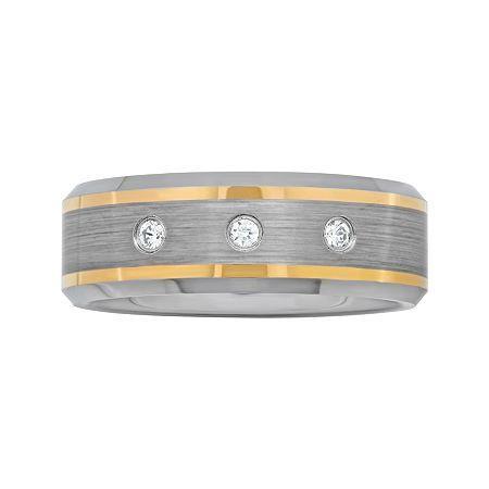 Mens 1/10 Ct. T.w. Diamond Two-tone Wedding Band