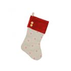 18.75 Beige With Red & White Embroidered Snowflakes Christmas Stocking