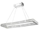 New Galaxy 19 Led Light Chrome Finish And Clear Crystal Rectangle Dimmable Chandelier