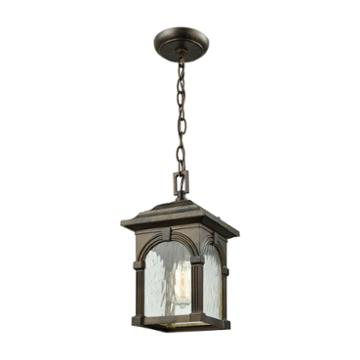 Stradelli 1-light Outdoor Pendant In Hazelnut Bronze With Clear Water Glass