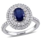 Womens Genuine Blue Sapphire 14k Gold Engagement Ring