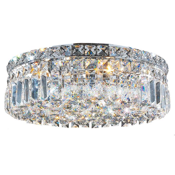 Cascade Collection 5 Light 5.5 Round Chrome Finish And Clear Crystal Flush Mount Ceiling Light