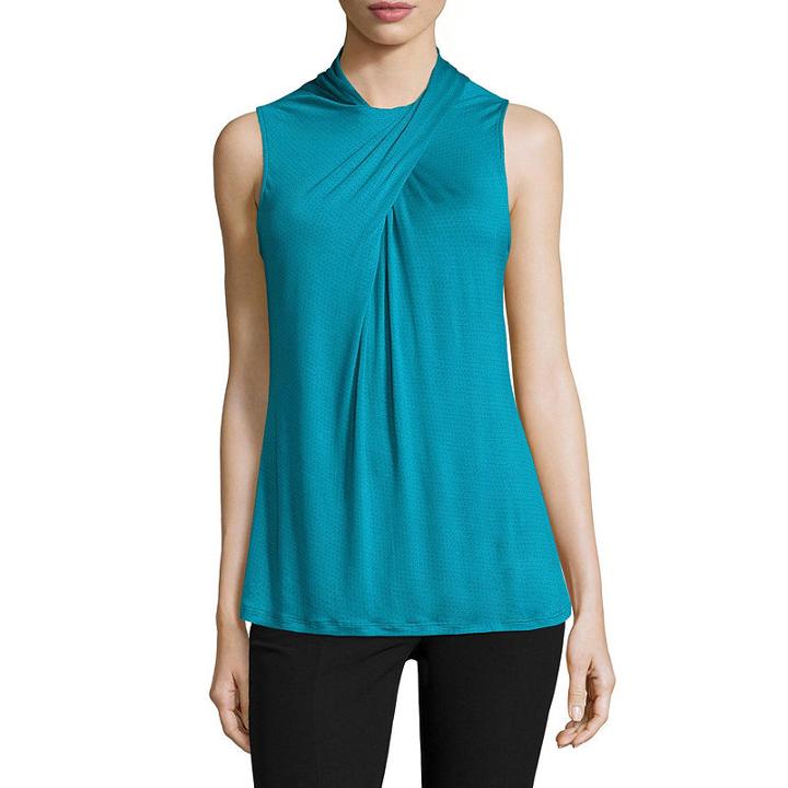Worthington Sleevelesstwist Neck Knit Diamond Blouse - Tall
