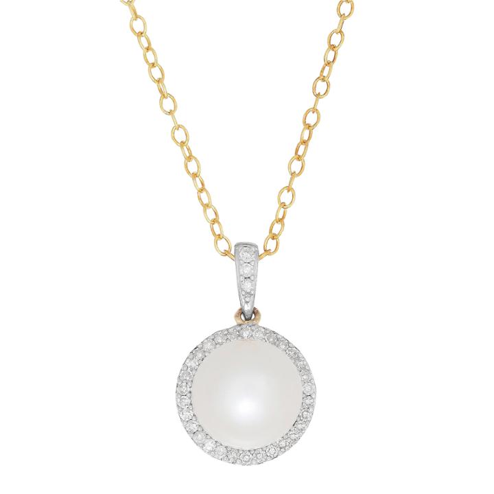 Sofia Womens 1/8 Ct. T.w. White Pearl 10k Gold Pendant Necklace