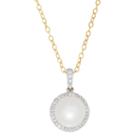 Sofia Womens 1/8 Ct. T.w. White Pearl 10k Gold Pendant Necklace