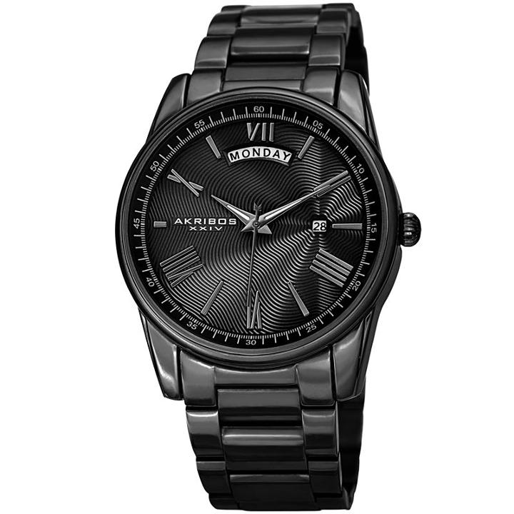 Akribos Xxiv Mens Black Strap Watch-a-1039bk