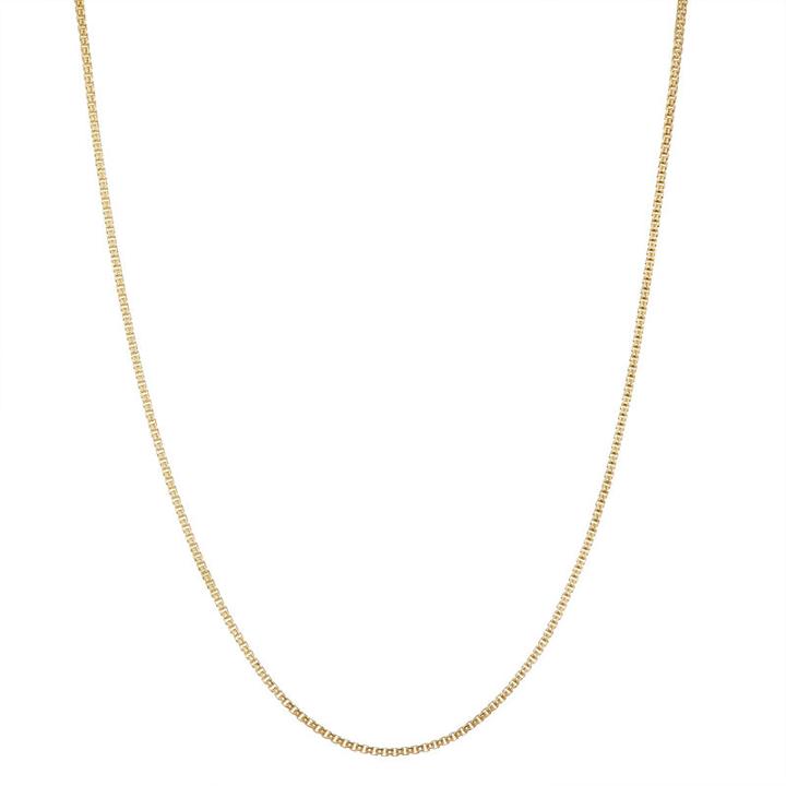 14k Gold Over Silver Solid Box 15 Inch Chain Necklace