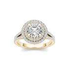 1 1/2 Ct. T.w. Diamond 14k Yellow Gold Halo Engagement Ring