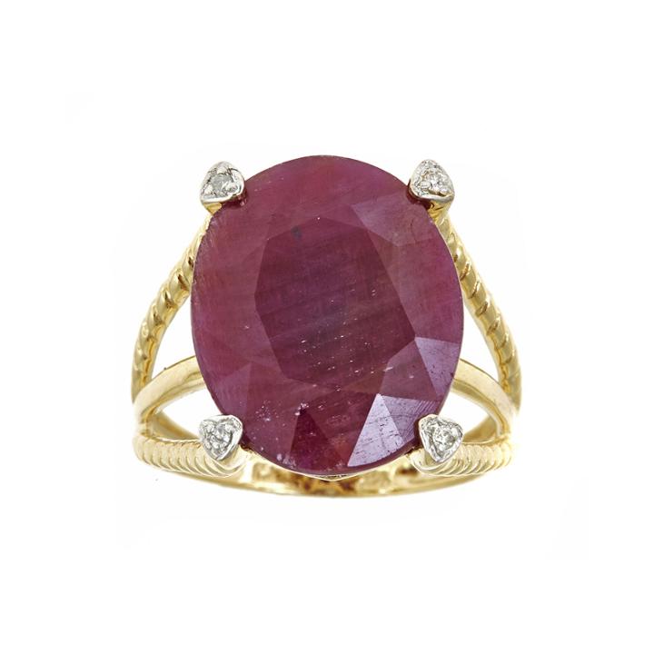 Limited Quantities Oval Lead Glass-filled Ruby And Diamond-accent Ring