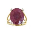 Limited Quantities Oval Lead Glass-filled Ruby And Diamond-accent Ring