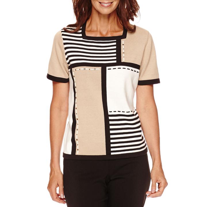 Alfred Dunner Madison Park Short-sleeve Colorblock Sweater - Petite