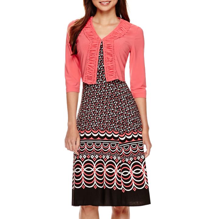 Danny & Nicole 3/4-sleeve Ruffled Jacket Dress - Petite