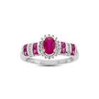 Glass Filled Rubyand Diamond Accent 10k White Gold Ring