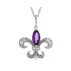 Lab-created Amethyst And White Sapphire Fleur-de-lis Pendant Necklace