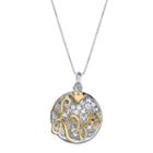 Inspired Moments Two-tone Sterling Silver Crystal Inspirational Love Pendant Necklace
