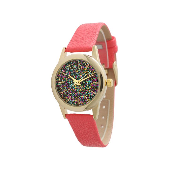 Olivia Pratt Womens Pink Strap Watch-40002hotpink