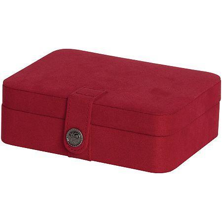 Mele & Co. Giana Red Plush Fabric Jewelry Box W/ Lift-out Tray
