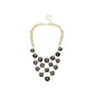 Worthington Gold-tone Oval Link Necklace With Round Gray Stones