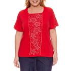 Alfred Dunner Short Sleeve Square Neck T-shirt-plus
