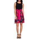 R & K Originals Sleeveless Belted Floral Fit-and-flare Dress