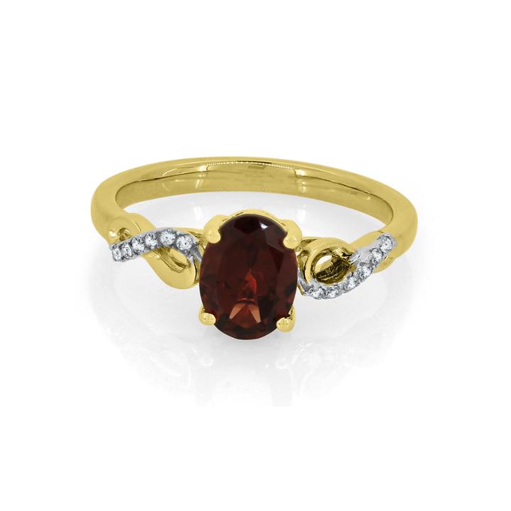 Womens Red Garnet Gold Over Silver Cocktail Ring