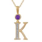 K Womens Genuine Purple Amethyst 14k Gold Over Silver Pendant Necklace