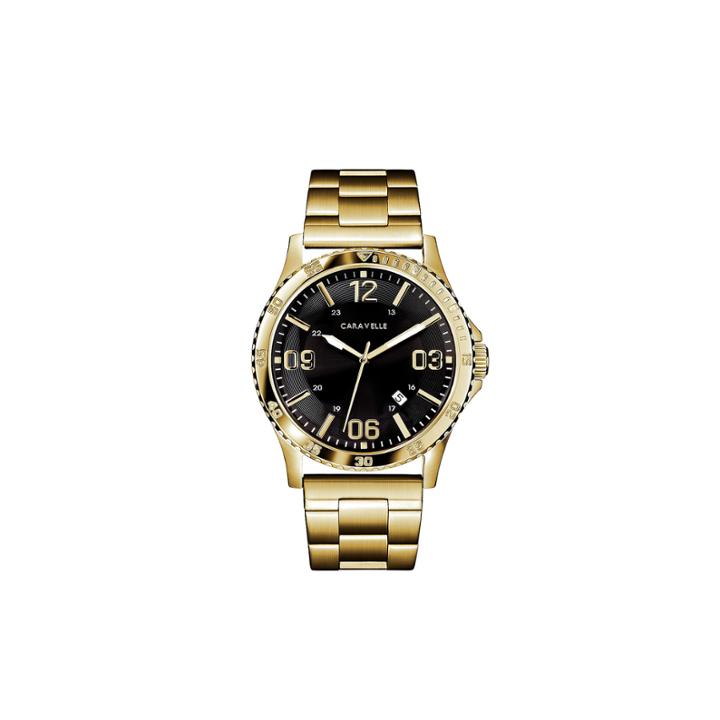 Caravelle Mens Gold Tone Strap Watch-44b120