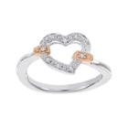 Lumastar Diamond-accent Two-tone Sterling Silver Openwork Heart Promise Ring