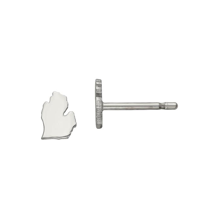 Personalized Sterling Silver Michigan Stud Earrings