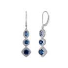 Lab Created Blue Sapphire & Diamond-accent Sterling Silver Earrings