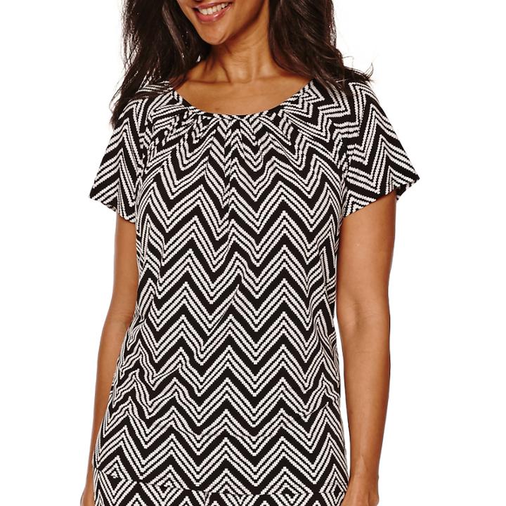 Sag Harbor Animal Instinct Short-sleeve Print Top
