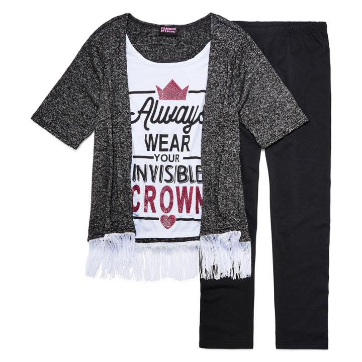 Fringe Cardi W/ Tank Legging Set