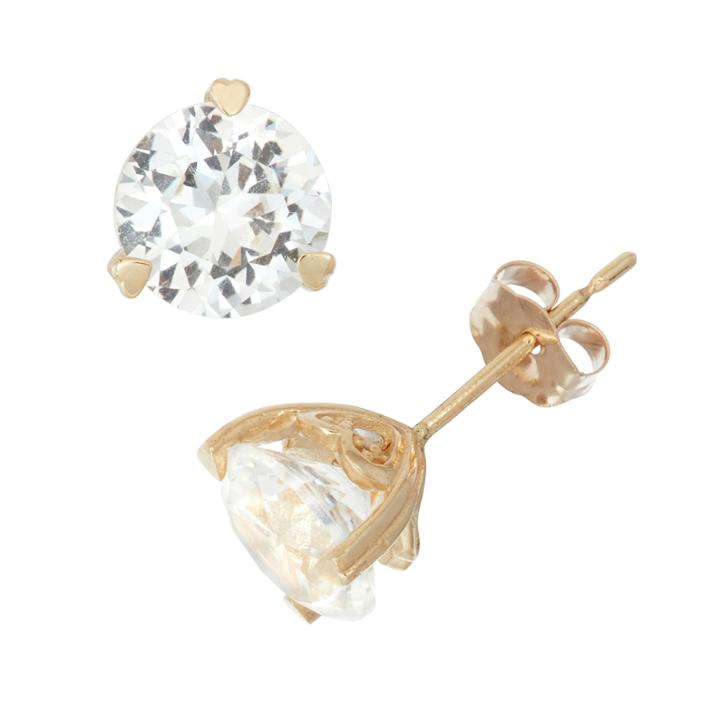 Diamond Accent Round Red Garnet 10k Gold Stud Earrings