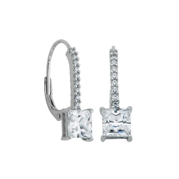100 Facets By Diamonart Cubic Zirconia Square Drop Earrings