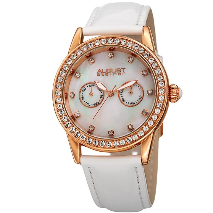 August Steiner Womens White Strap Watch-as-8234wt