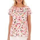 Liz Claiborne Short-sleeve Floral Blouse - Tall