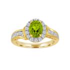Genuine Peridot And Lab Created White Sapphire 14k Gold Over Silver Ring