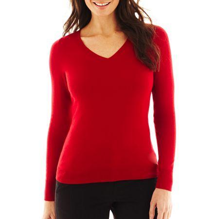 Worthington Long-sleeve V-neck Sweater
