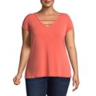 Bold Elements Sleeveless Round Neck Woven Blouse - Plus