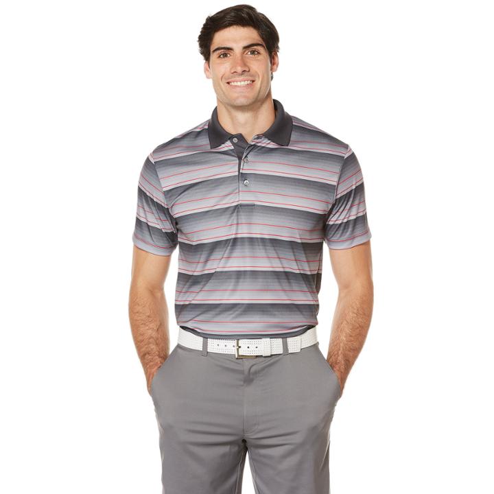 Pga Tour Short Sleeve Stripe Doubleknit Polo Shirt