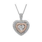 Diamond-accent Sterling Silver With 14k Rose Gold Accent Heart Pendant Necklace
