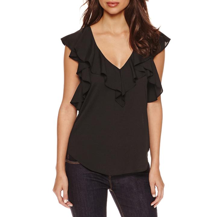 Bisou Bisou Ruffled V-neck Top