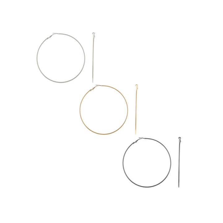 Decree 3-pr. Tri-tone Hoop Earring Set
