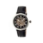 Heritor Automatic Ossibus Mens Skeleton Dial Leather-band Silver Tone/black Watch