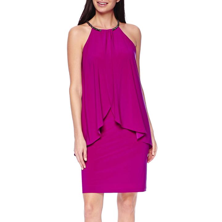 Scarlett Sleeveless Necklace-trim Shift Dress