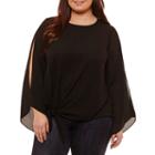 Bold Elements Tie Front Split Sleeve Blouse-plus