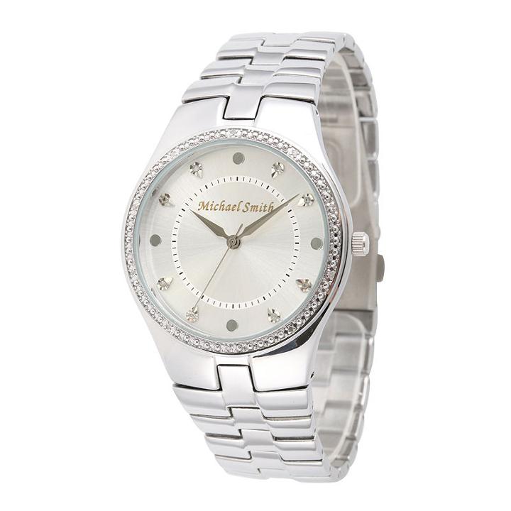 Personalized Dial Mens Diamond-accent Silver-tone Watch