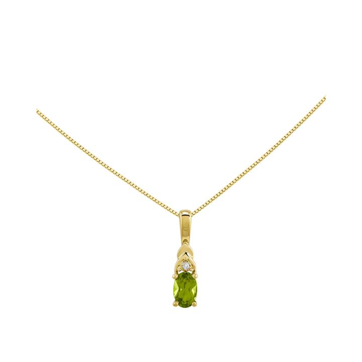 Genuine Green Peridot Diamond-accent 14k Yellow Gold Pendant Necklace